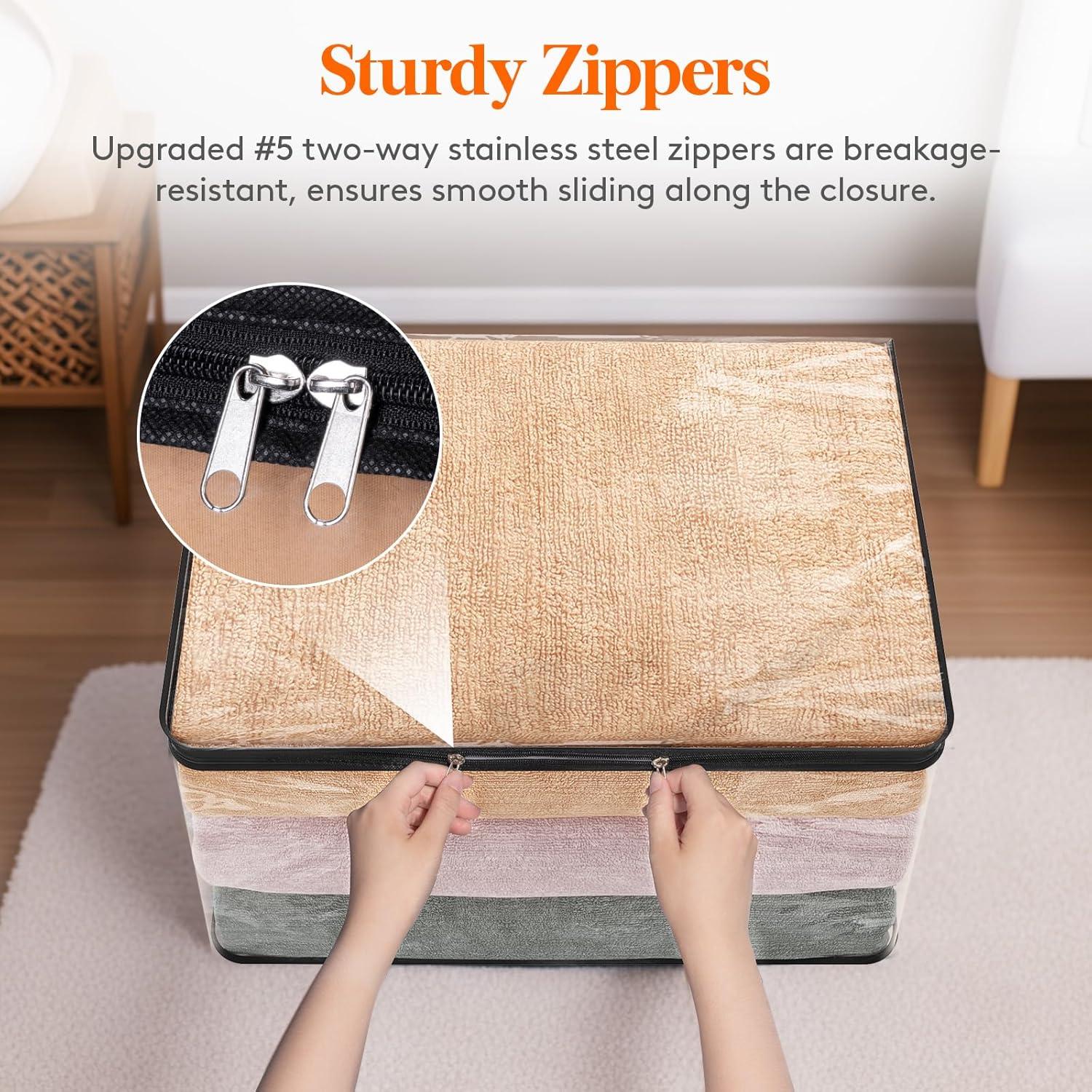 image:imageLifewit 6 Pack Clear Clothes Storage Bags 60L Plastic Blanket Vinyl Foldable Moving Bags with Zipper Closet Organizers and Storage Containers for Bedding Duvet Pillow6