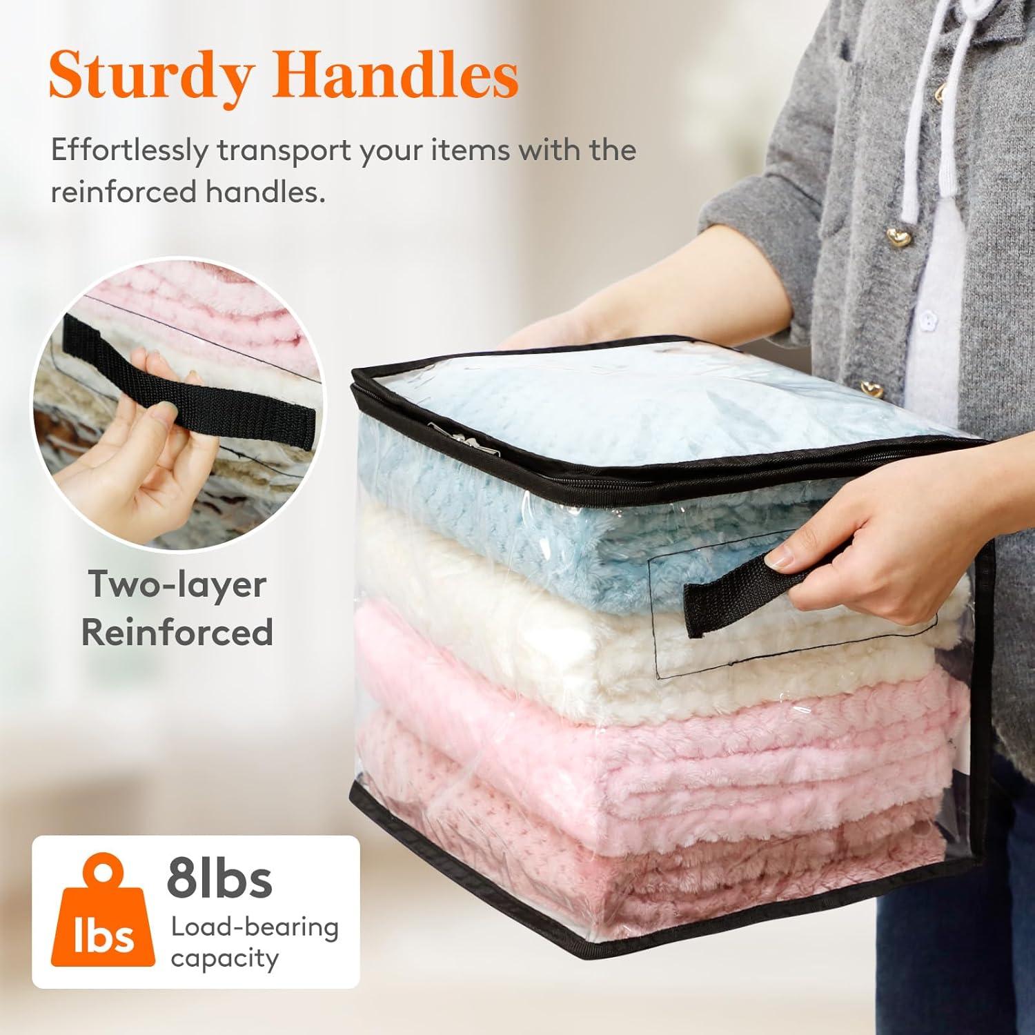 image:imageLifewit 6 Pack Clear Clothes Storage Bags 60L Plastic Blanket Vinyl Foldable Moving Bags with Zipper Closet Organizers and Storage Containers for Bedding Duvet Pillow4