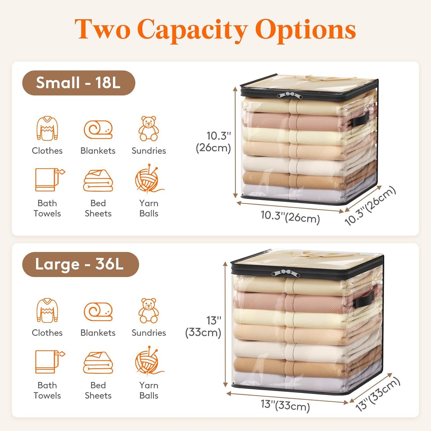 image:imageLifewit 6 Pack Clear Clothes Storage Bags 60L Plastic Blanket Vinyl Foldable Moving Bags with Zipper Closet Organizers and Storage Containers for Bedding Duvet Pillow6