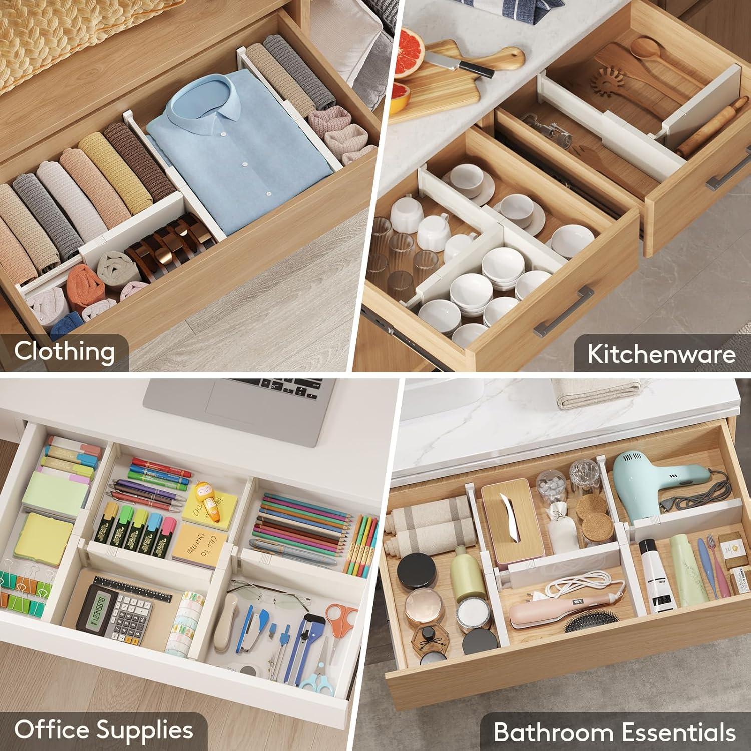image:imageLifewit 9 Pack Drawer Dividers 4 High 1117 Adjustable Drawer Organizers for Clothes Expandable Dresser Separators in BedroomBathroomKitchenFridgeOffice Organization and Storage BlackBeige
