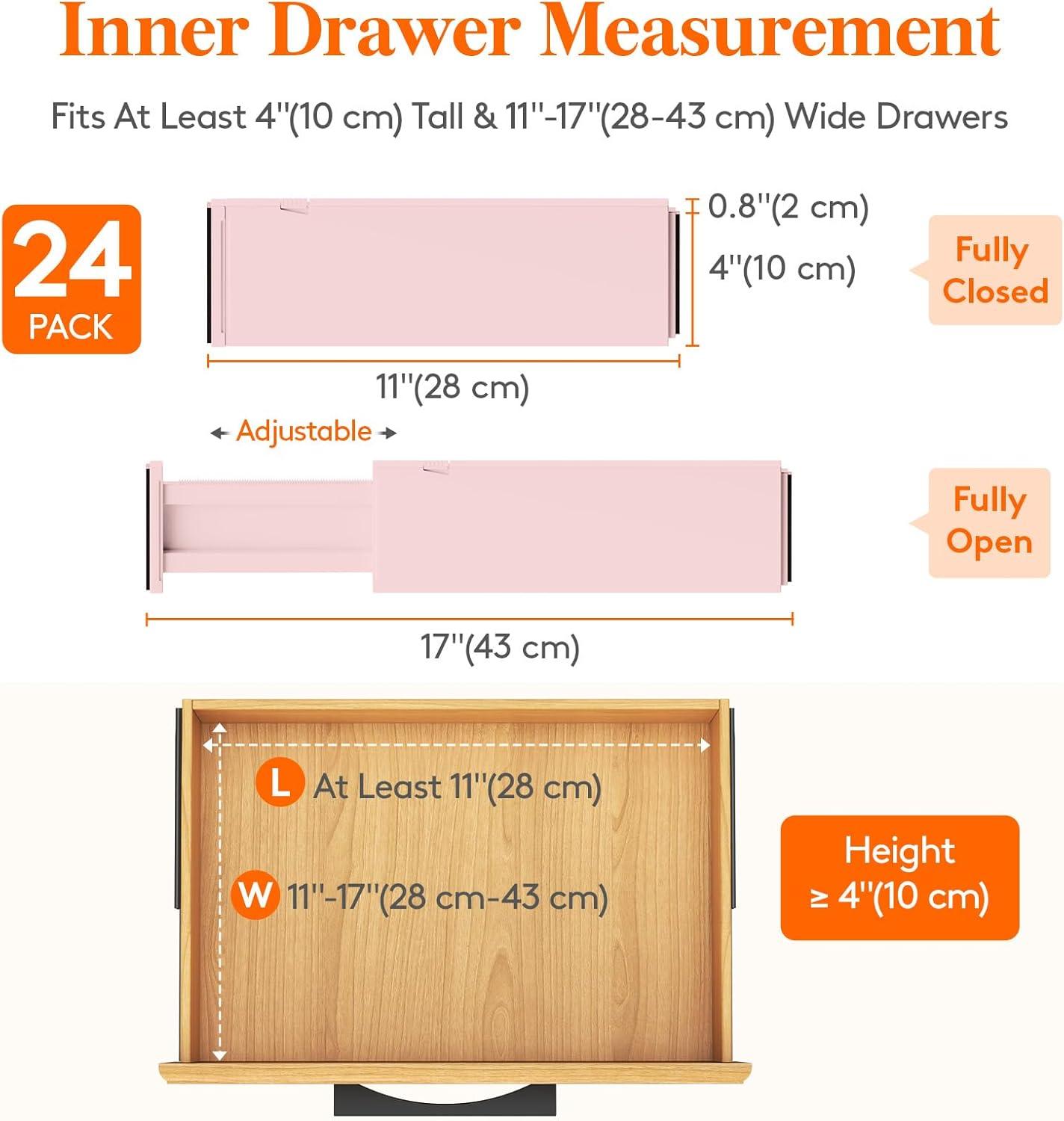 image:imageLifewit 9 Pack Drawer Dividers 4 High 1117 Adjustable Drawer Organizers for Clothes Expandable Dresser Separators in BedroomBathroomKitchenFridgeOffice Organization and Storage BlackPink
