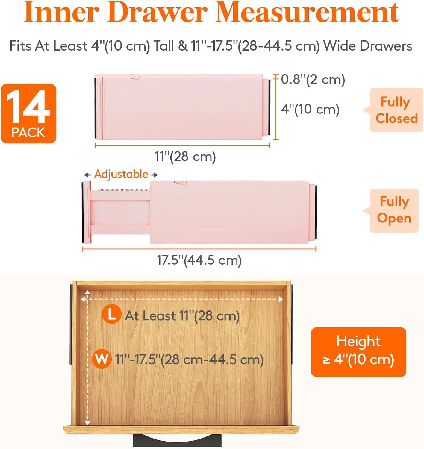 image:imageLifewit 9 Pack Drawer Dividers 4 High 1117 Adjustable Drawer Organizers for Clothes Expandable Dresser Separators in BedroomBathroomKitchenFridgeOffice Organization and Storage BlackPink