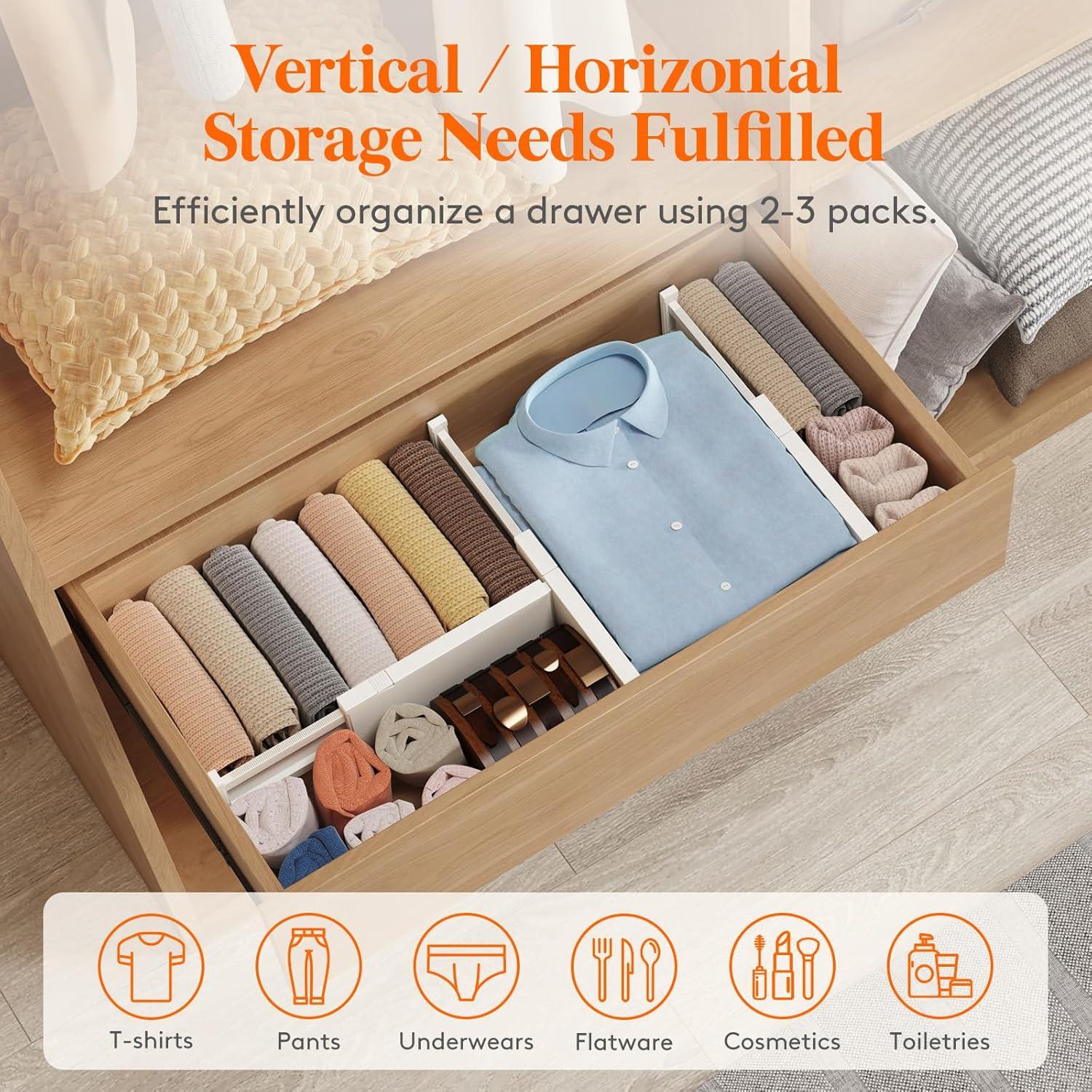 image:imageLifewit 9 Pack Drawer Dividers 4 High 1117 Adjustable Drawer Organizers for Clothes Expandable Dresser Separators in BedroomBathroomKitchenFridgeOffice Organization and Storage BlackBeige