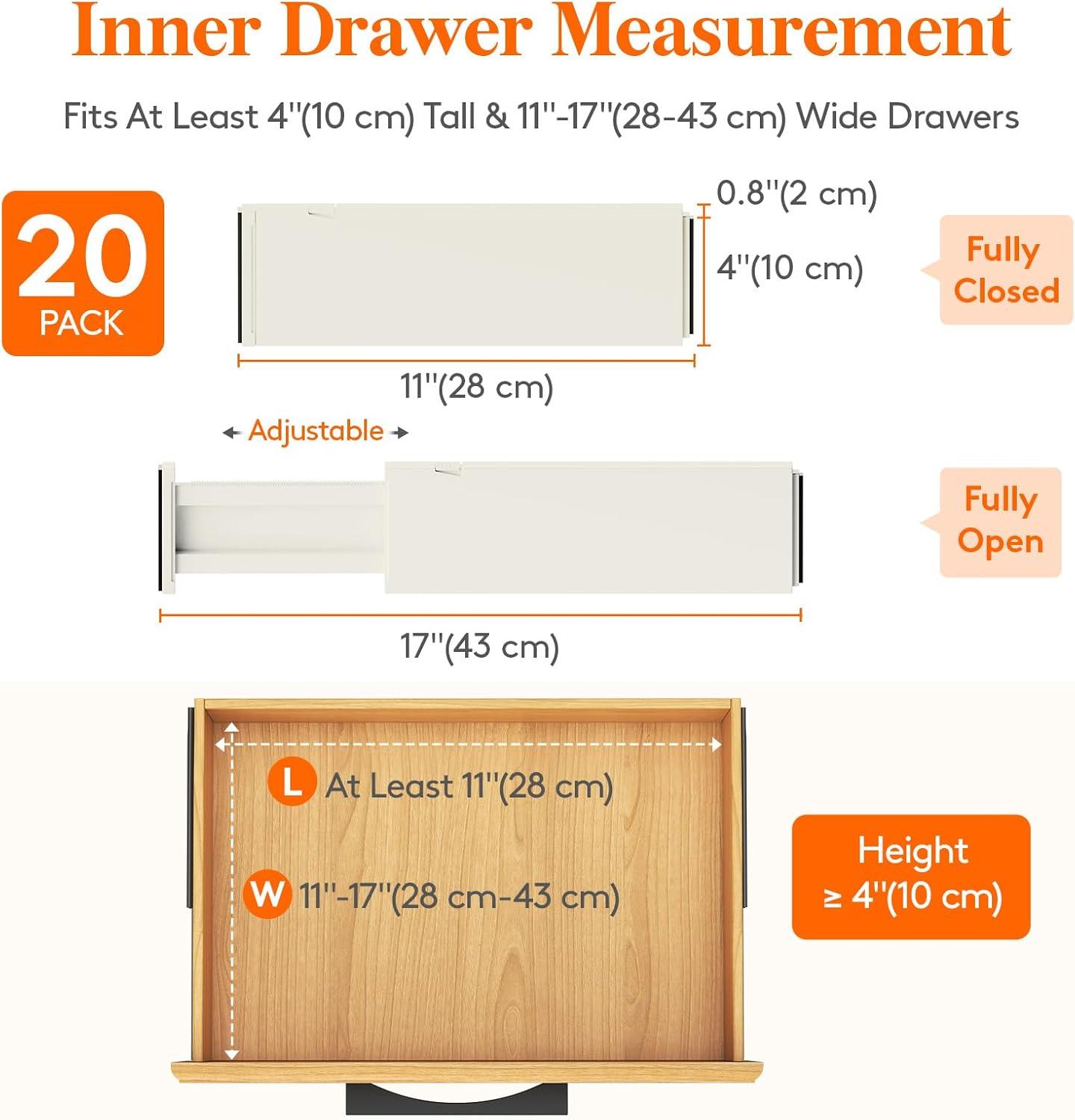image:imageLifewit 9 Pack Drawer Dividers 4 High 1117 Adjustable Drawer Organizers for Clothes Expandable Dresser Separators in BedroomBathroomKitchenFridgeOffice Organization and Storage BlackBeige