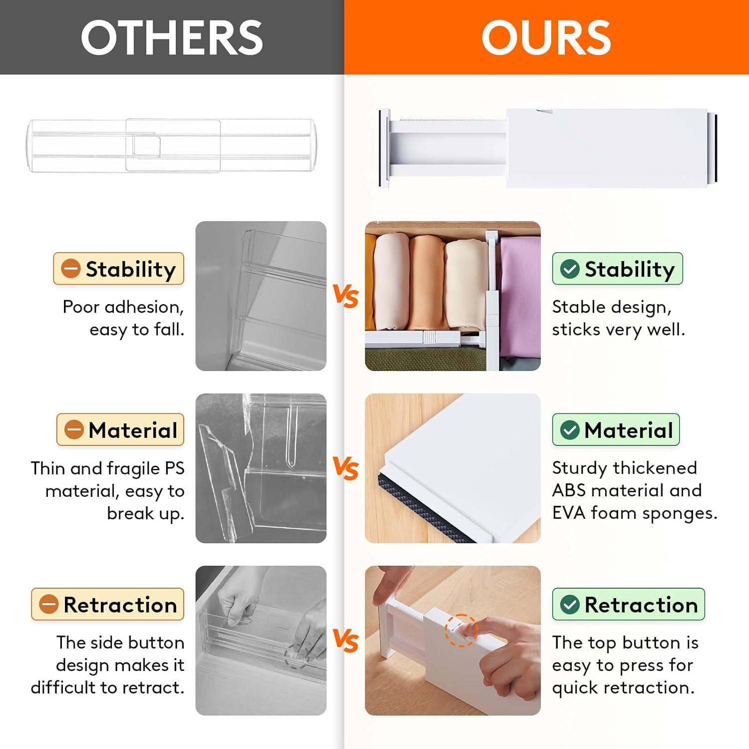 image:imageLifewit 9 Pack Drawer Dividers 4 High 1117 Adjustable Drawer Organizers for Clothes Expandable Dresser Separators in BedroomBathroomKitchenFridgeOffice Organization and Storage BlackWhite