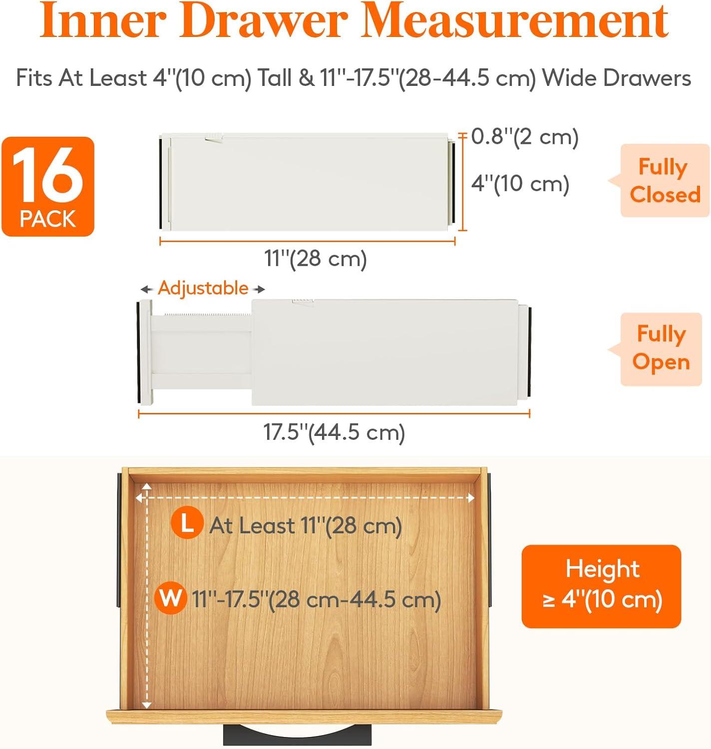 image:imageLifewit 9 Pack Drawer Dividers 4 High 1117 Adjustable Drawer Organizers for Clothes Expandable Dresser Separators in BedroomBathroomKitchenFridgeOffice Organization and Storage BlackBeige