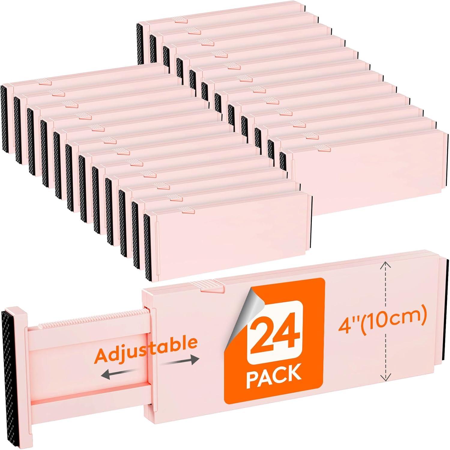 image:imageLifewit 9 Pack Drawer Dividers 4 High 1117 Adjustable Drawer Organizers for Clothes Expandable Dresser Separators in BedroomBathroomKitchenFridgeOffice Organization and Storage BlackPink