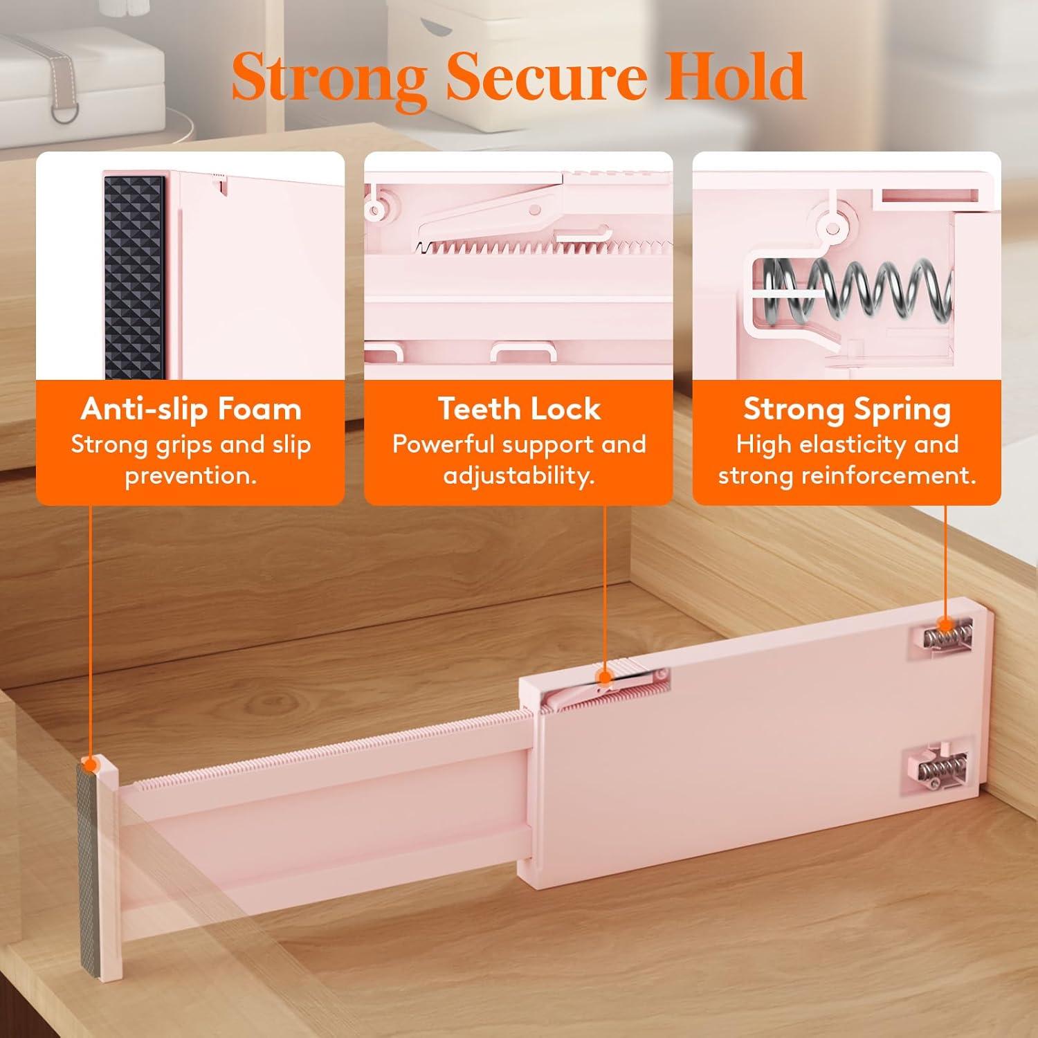 image:imageLifewit 9 Pack Drawer Dividers 4 High 1117 Adjustable Drawer Organizers for Clothes Expandable Dresser Separators in BedroomBathroomKitchenFridgeOffice Organization and Storage BlackPink