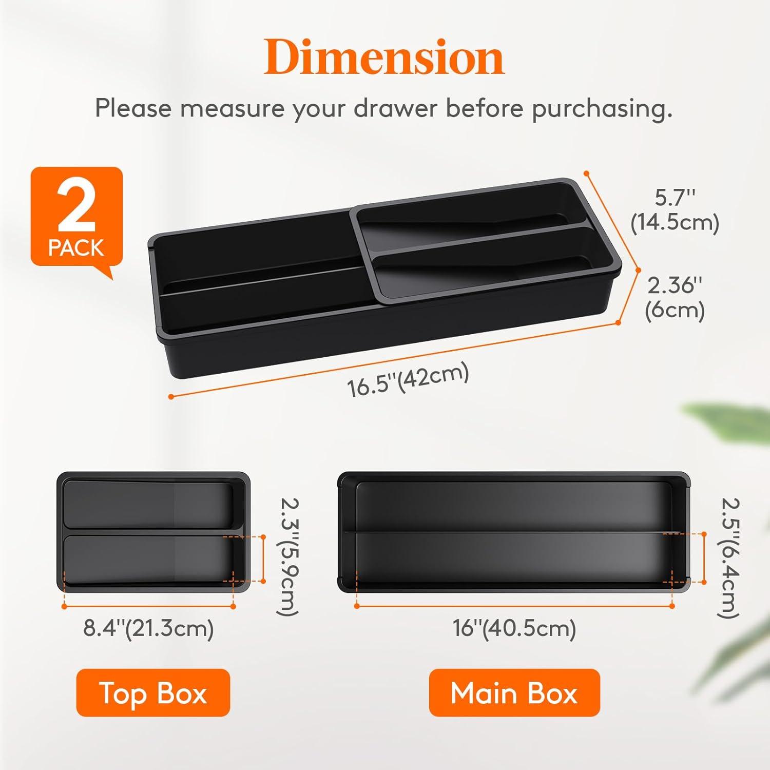 image:imageLifewit Compact Silverware Organizer for Kitchen Drawer Narrow Flatware Tray Holder Plastic Cutlery Spoons Forks and Knives Storage WhiteampGray 1 PackBlack