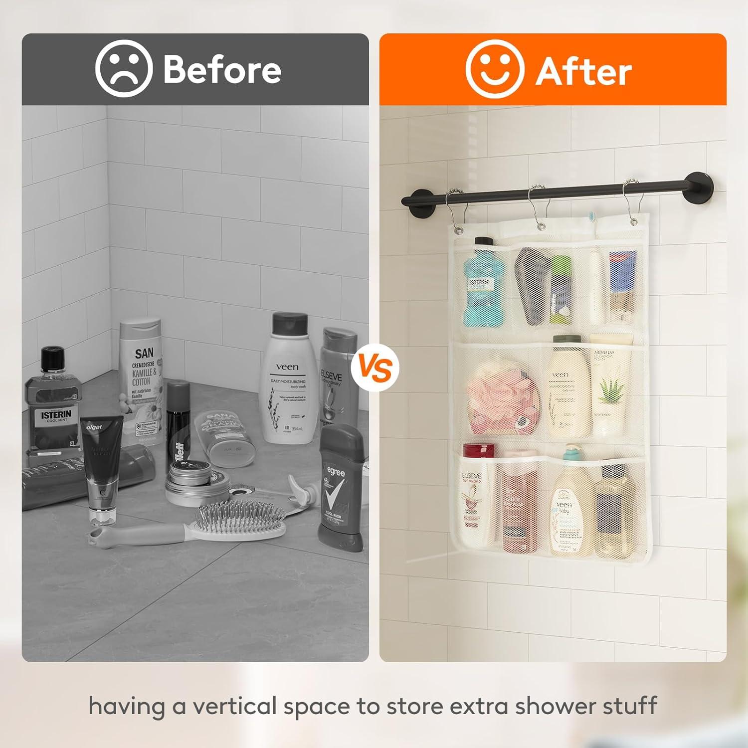 image:imageLifewit Mesh Shower Caddy 7 Pockets Hanging Shower Organizer with Quick Drying Mesh Portable Space Saving Bathroom Organizer to Hold Soap Shampoo and Cruise Ship Essentials White 2 Pack1