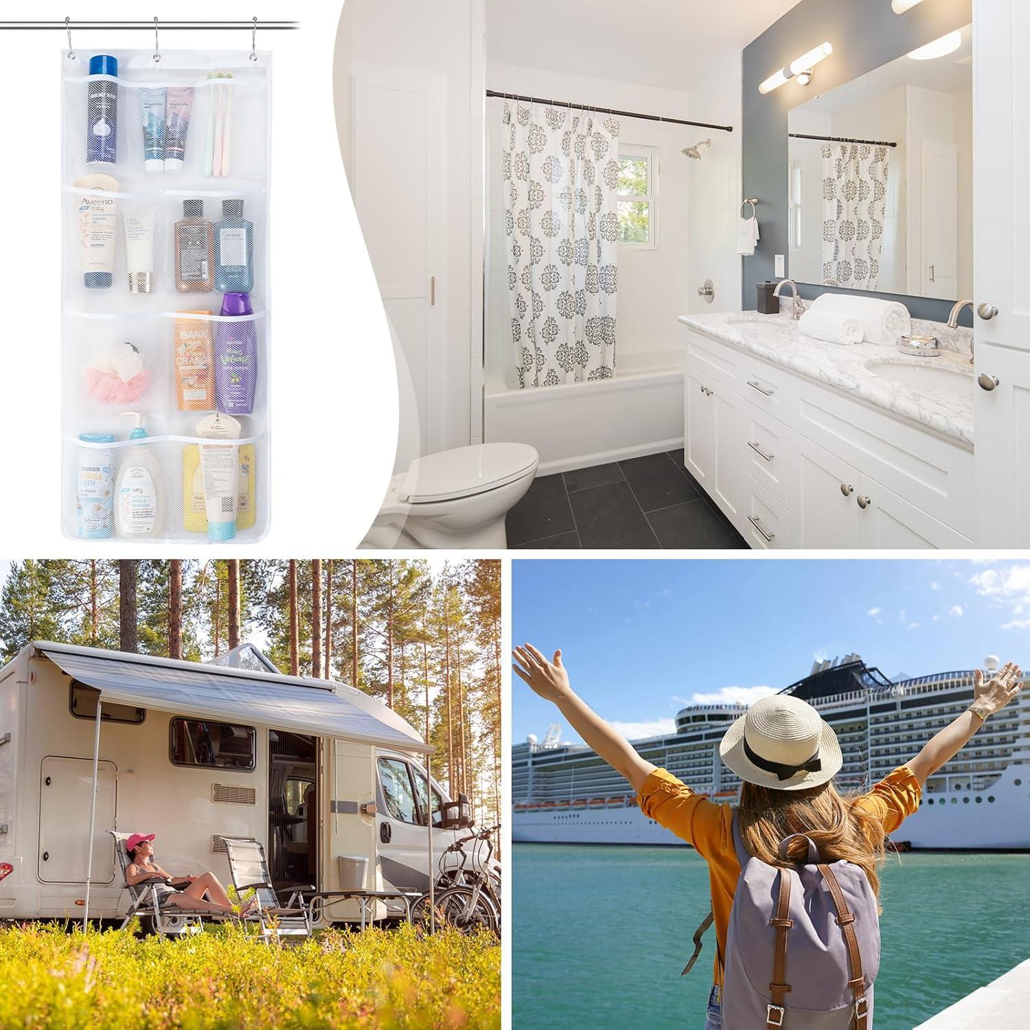 image:imageLifewit Mesh Shower Caddy 7 Pockets Hanging Shower Organizer with Quick Drying Mesh Portable Space Saving Bathroom Organizer to Hold Soap Shampoo and Cruise Ship Essentials White 2 Pack1