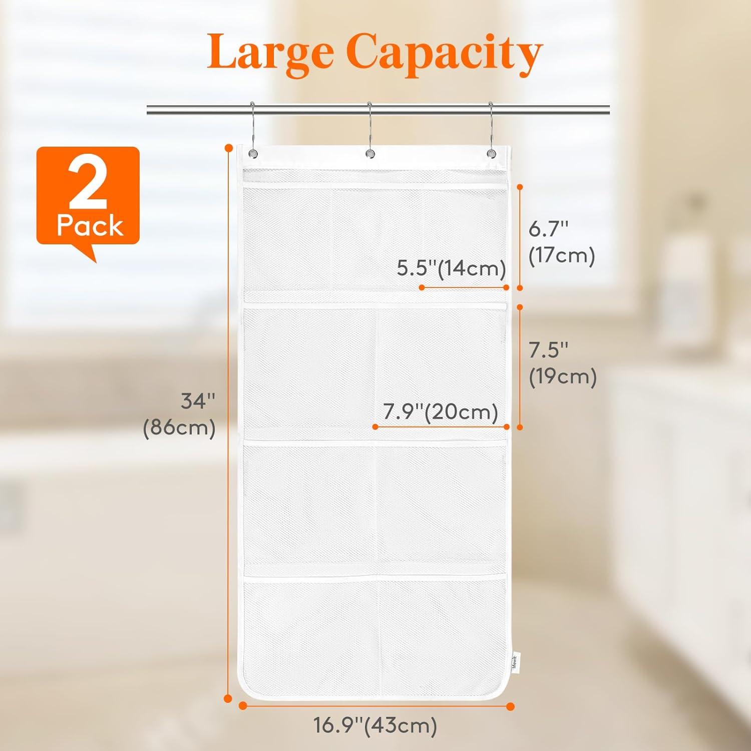 image:imageLifewit Mesh Shower Caddy 7 Pockets Hanging Shower Organizer with Quick Drying Mesh Portable Space Saving Bathroom Organizer to Hold Soap Shampoo and Cruise Ship Essentials White 2 Pack2