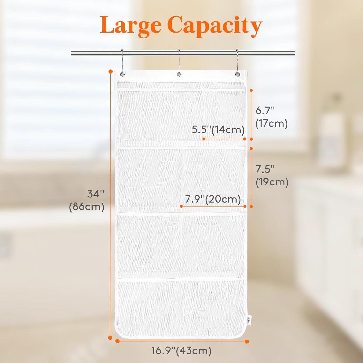image:imageLifewit Mesh Shower Caddy 7 Pockets Hanging Shower Organizer with Quick Drying Mesh Portable Space Saving Bathroom Organizer to Hold Soap Shampoo and Cruise Ship Essentials White 2 Pack1