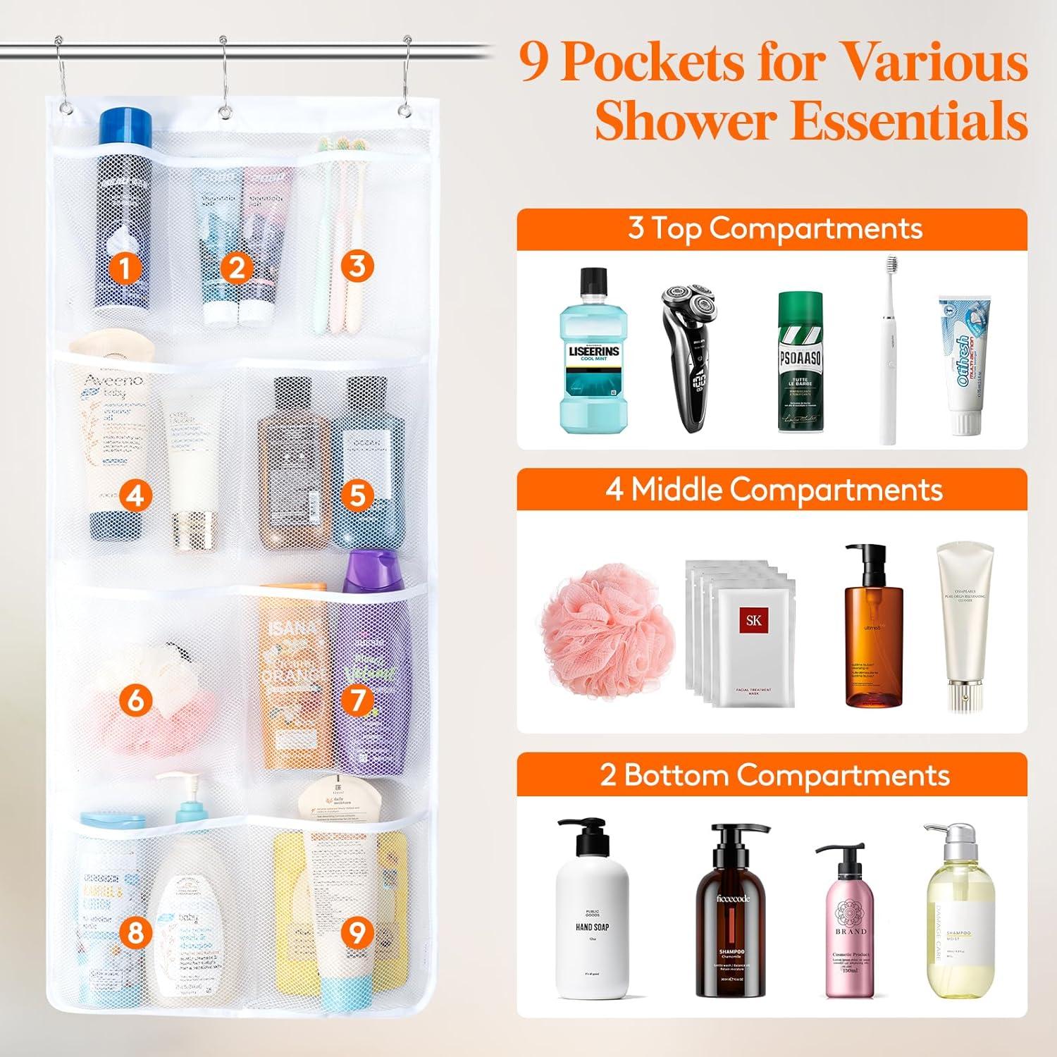 image:imageLifewit Mesh Shower Caddy 7 Pockets Hanging Shower Organizer with Quick Drying Mesh Portable Space Saving Bathroom Organizer to Hold Soap Shampoo and Cruise Ship Essentials White 2 Pack2