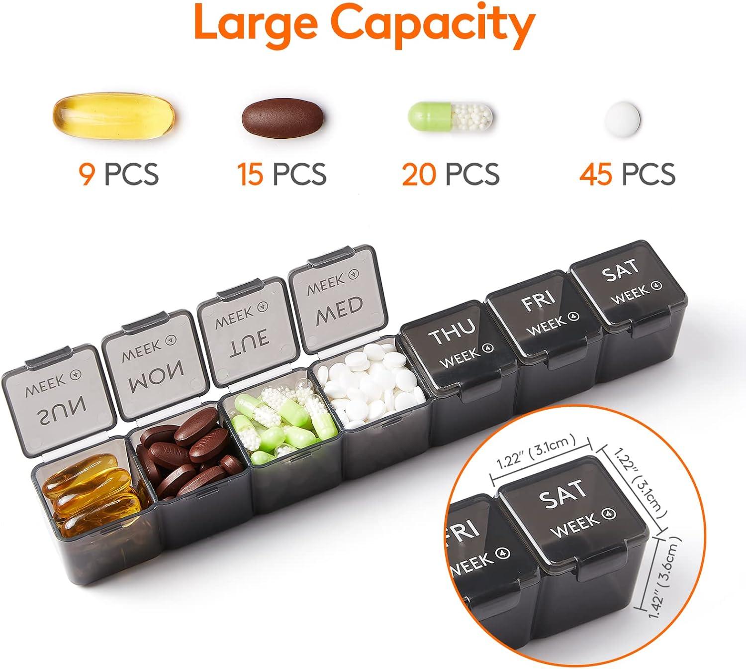 image:imageLifewit Monthly Pill Organizer 28 Day Pill Box 4 Weeks One Month Vitamin Cases Large Compartments Medicine Organizer for Fish Oils Supplements 28 Grids BlackBlack