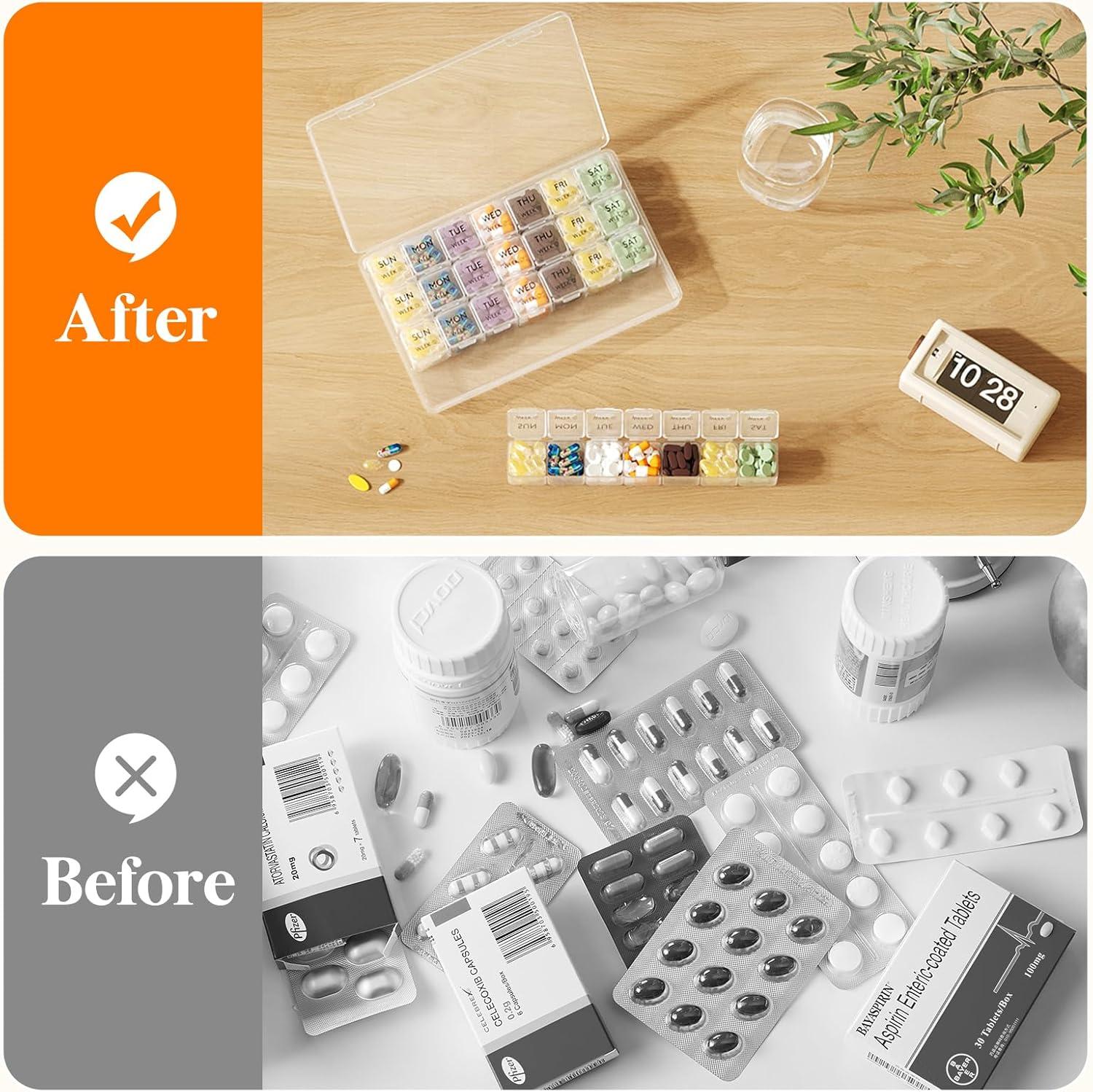 image:imageLifewit Monthly Pill Organizer 28 Day Pill Box 4 Weeks One Month Vitamin Cases Large Compartments Medicine Organizer for Fish Oils Supplements 28 Grids BlackClear