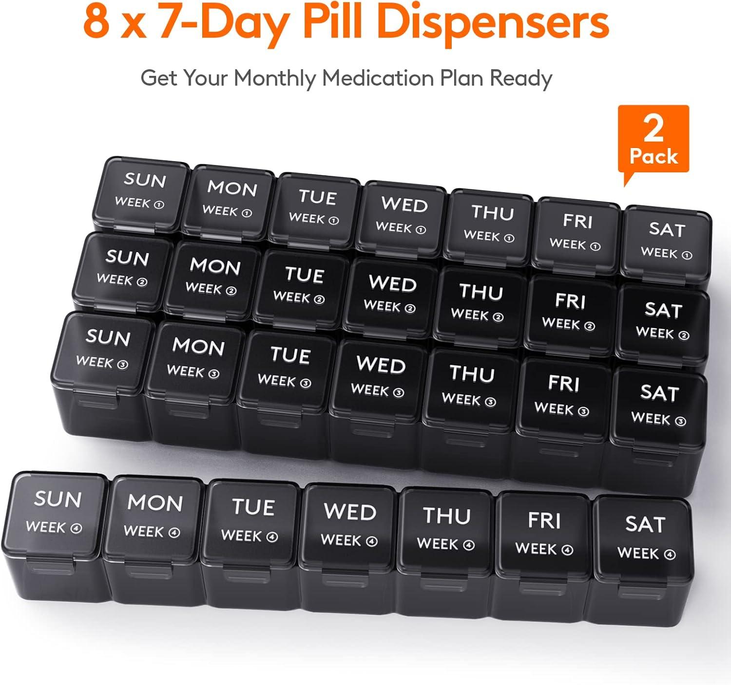 image:imageLifewit Monthly Pill Organizer 28 Day Pill Box 4 Weeks One Month Vitamin Cases Large Compartments Medicine Organizer for Fish Oils Supplements 28 Grids BlackBlack