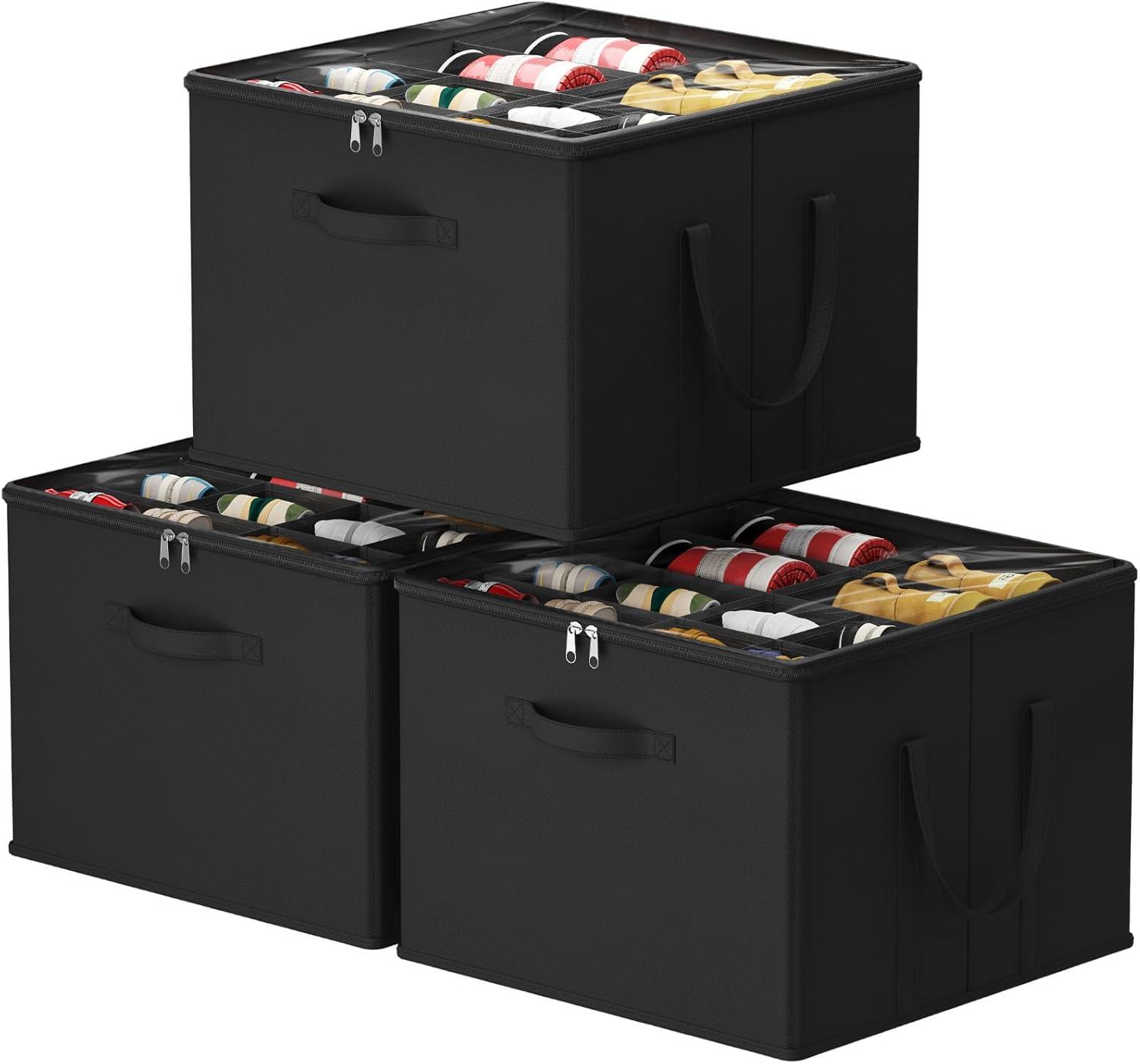image:imageLifewit Shoe Storage Organizer for Closet Fabric Large Shoe Box Storage Containers with Clear Cover Foldable Bins for Boots Heels Sneakers Fits 2432 Pairs Each 1216 Pairs 2 Pack GrayBlack