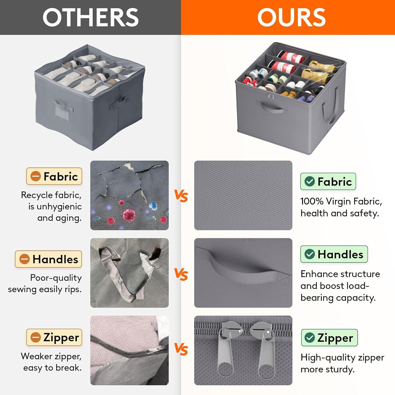 image:imageLifewit Shoe Storage Organizer for Closet Fabric Large Shoe Box Storage Containers with Clear Cover Foldable Bins for Boots Heels Sneakers Fits 2432 Pairs Each 1216 Pairs 2 Pack GrayGray