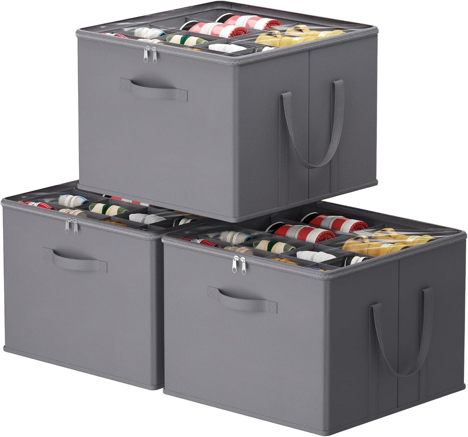 image:imageLifewit Shoe Storage Organizer for Closet Fabric Large Shoe Box Storage Containers with Clear Cover Foldable Bins for Boots Heels Sneakers Fits 2432 Pairs Each 1216 Pairs 2 Pack GrayGray