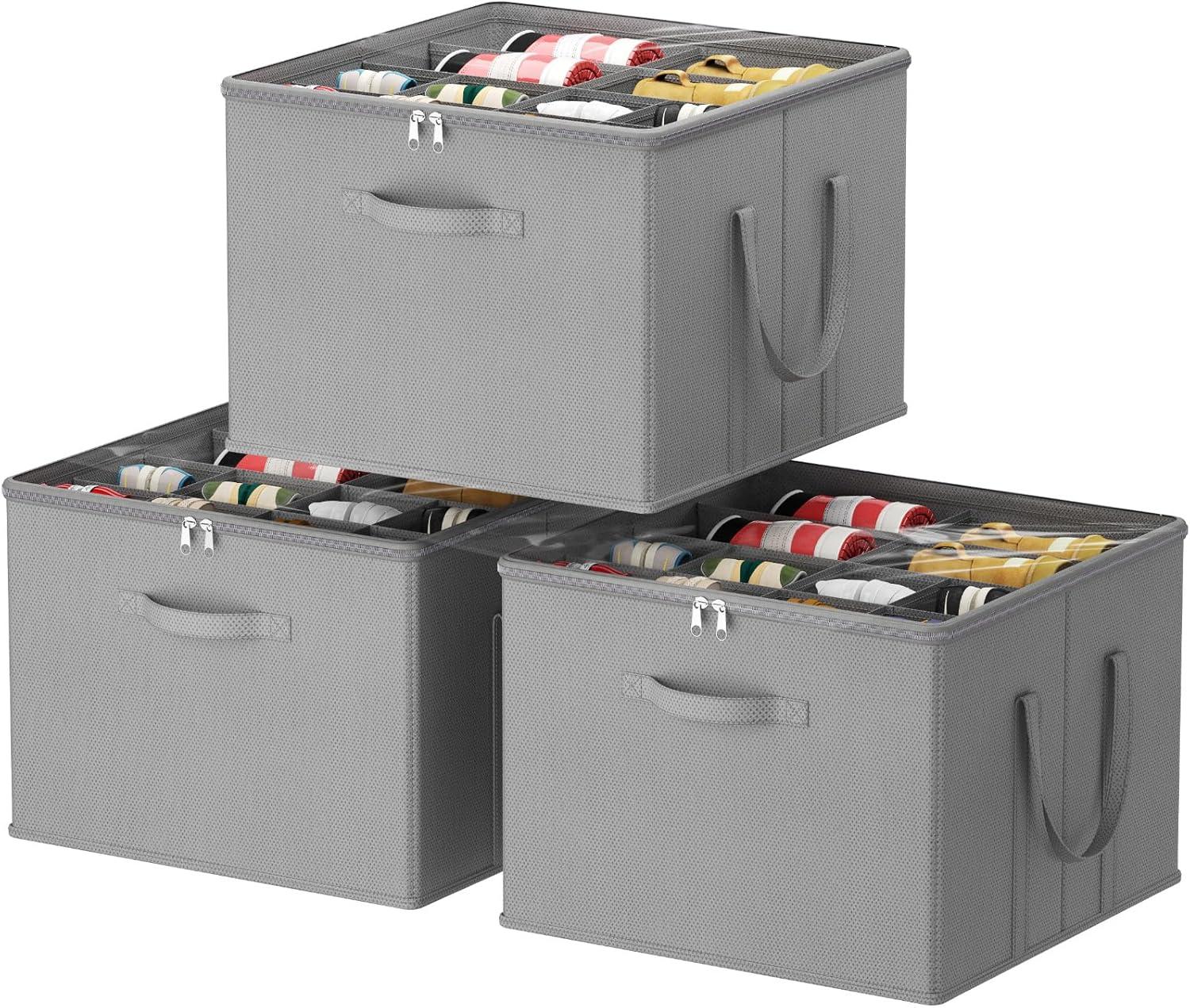 image:imageLifewit Shoe Storage Organizer for Closet Fabric Large Shoe Box Storage Containers with Clear Cover Foldable Bins for Boots Heels Sneakers Fits 2432 Pairs Each 1216 Pairs 2 Pack GrayLight Gray