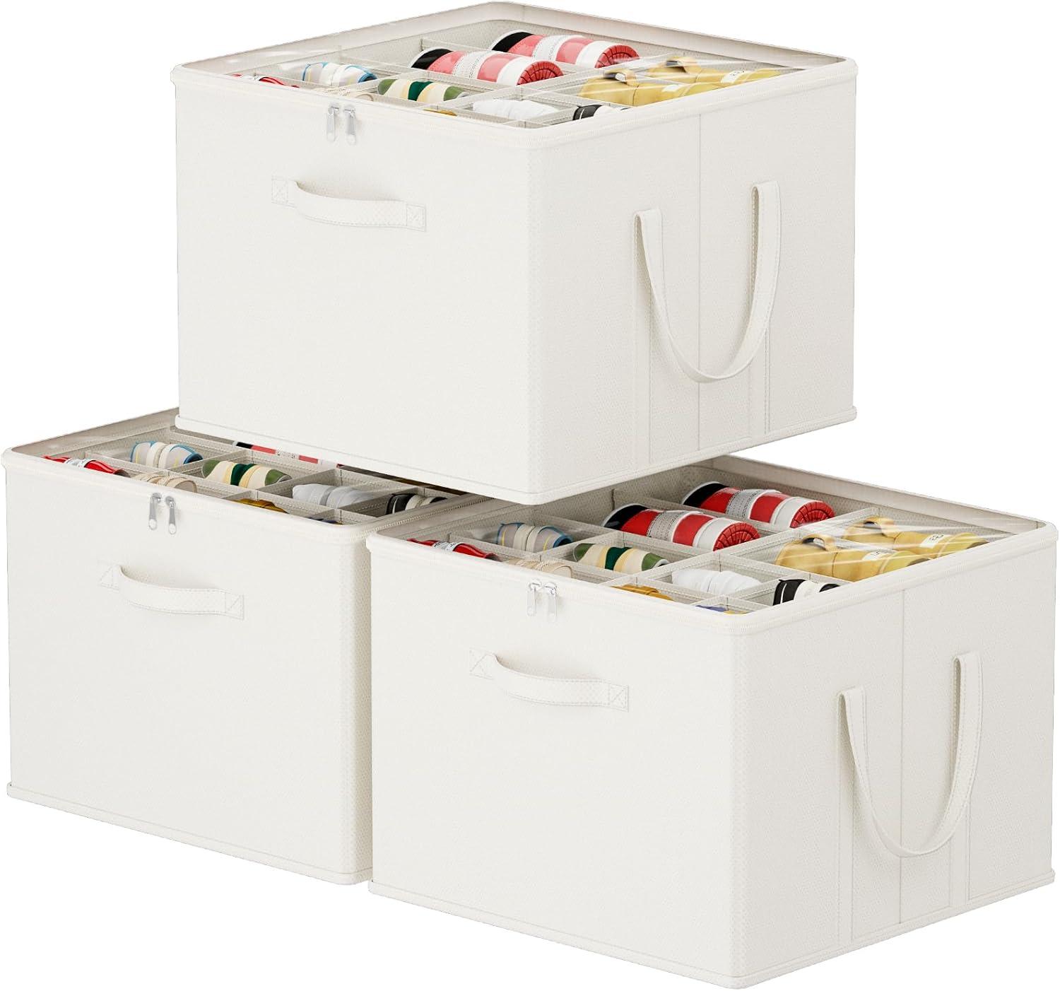 image:imageLifewit Shoe Storage Organizer for Closet Fabric Large Shoe Box Storage Containers with Clear Cover Foldable Bins for Boots Heels Sneakers Fits 2432 Pairs Each 1216 Pairs 2 Pack GrayWhite