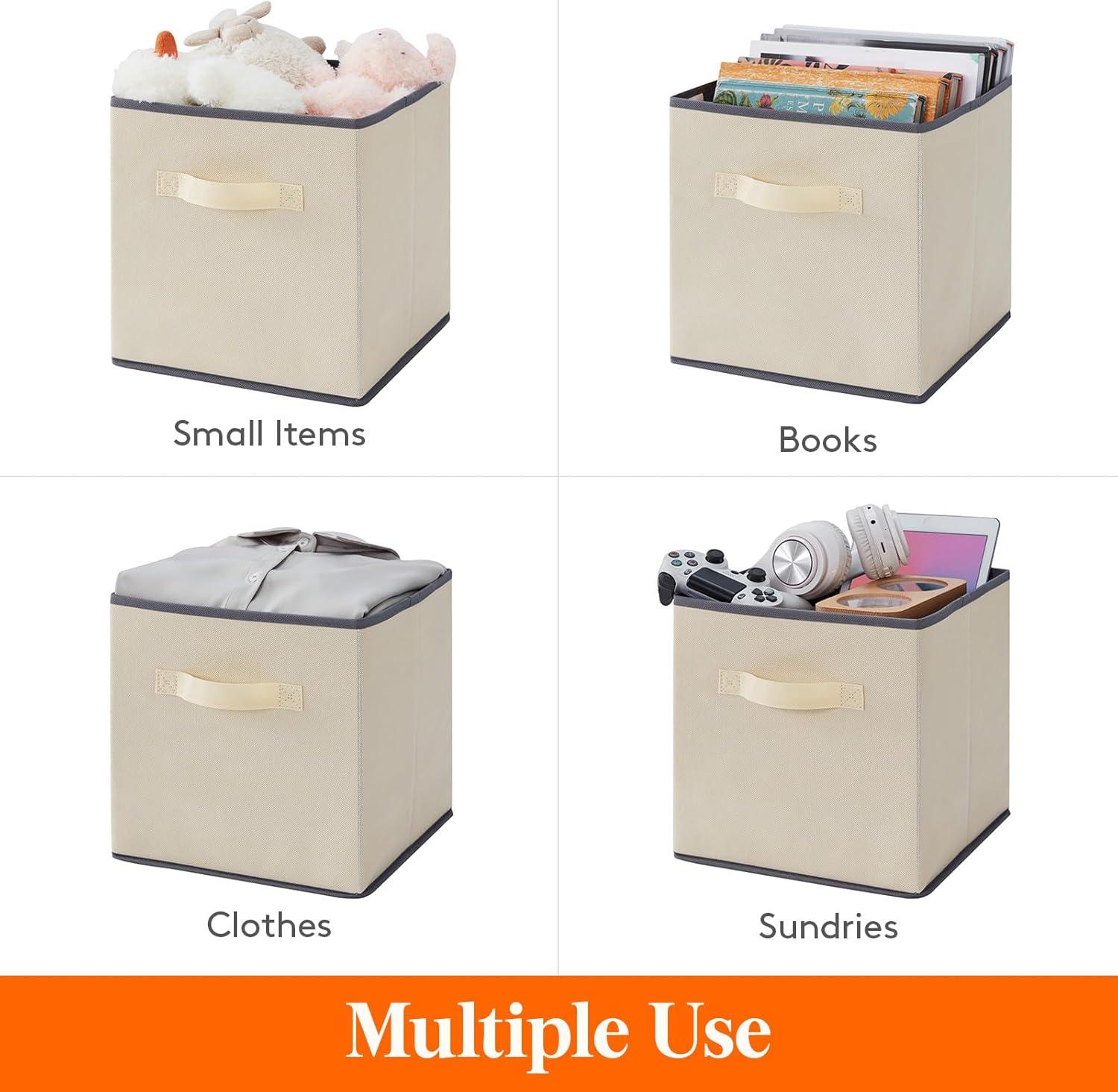 image:imageLifewit Storage Cubes Foldable Decorative Fabric Storage Baskets for Organizing Home Organizers with Handles for Shelves Closet 11 Inch Bins 18L Gray 12 PacksBeige