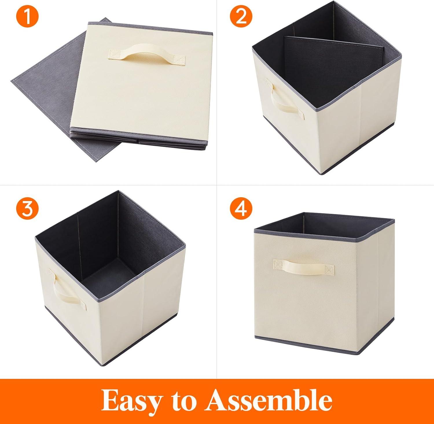 image:imageLifewit Storage Cubes Foldable Decorative Fabric Storage Baskets for Organizing Home Organizers with Handles for Shelves Closet 11 Inch Bins 18L Gray 12 PacksBeige