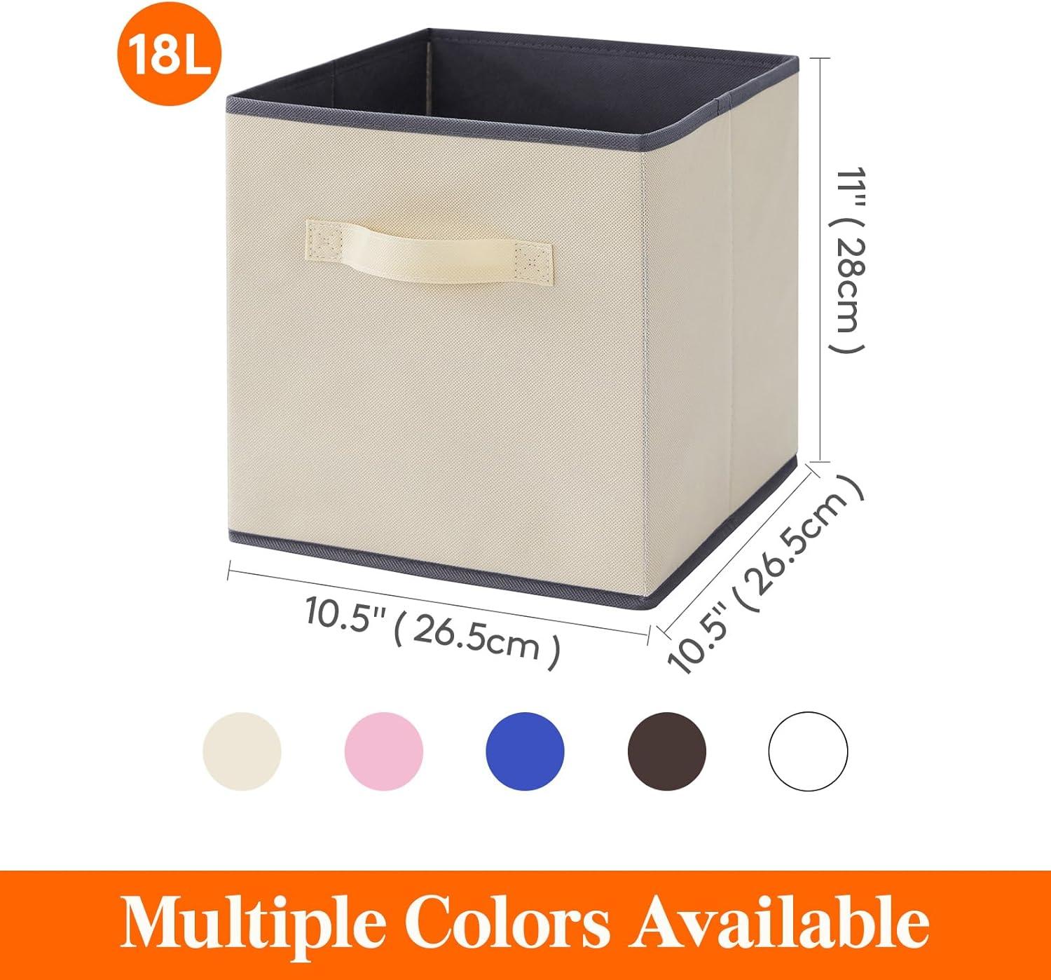 image:imageLifewit Storage Cubes Foldable Decorative Fabric Storage Baskets for Organizing Home Organizers with Handles for Shelves Closet 11 Inch Bins 18L Gray 12 PacksBeige