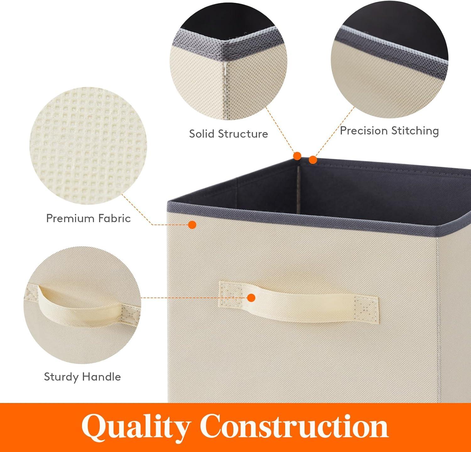 image:imageLifewit Storage Cubes Foldable Decorative Fabric Storage Baskets for Organizing Home Organizers with Handles for Shelves Closet 11 Inch Bins 18L Gray 12 PacksBeige