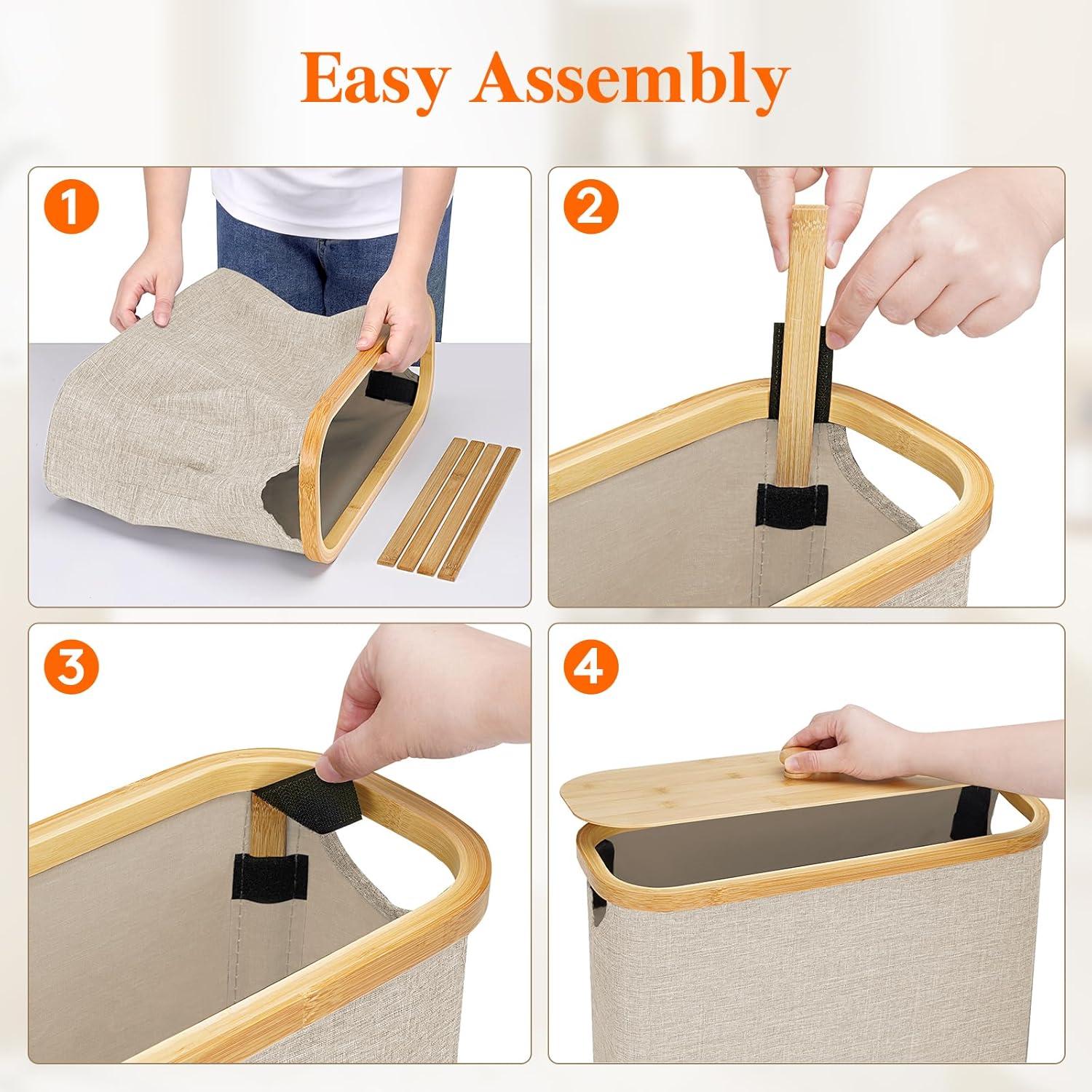 image:imageLifewit Toilet Paper Storage Holder for 12 to 16 Rolls Free Standing Toilet Paper Basket Stand with Bamboo Lid Collapsible Fabric Bathroom Organizer Box for Mega Rolls 30L Extra Large WhiteBeige