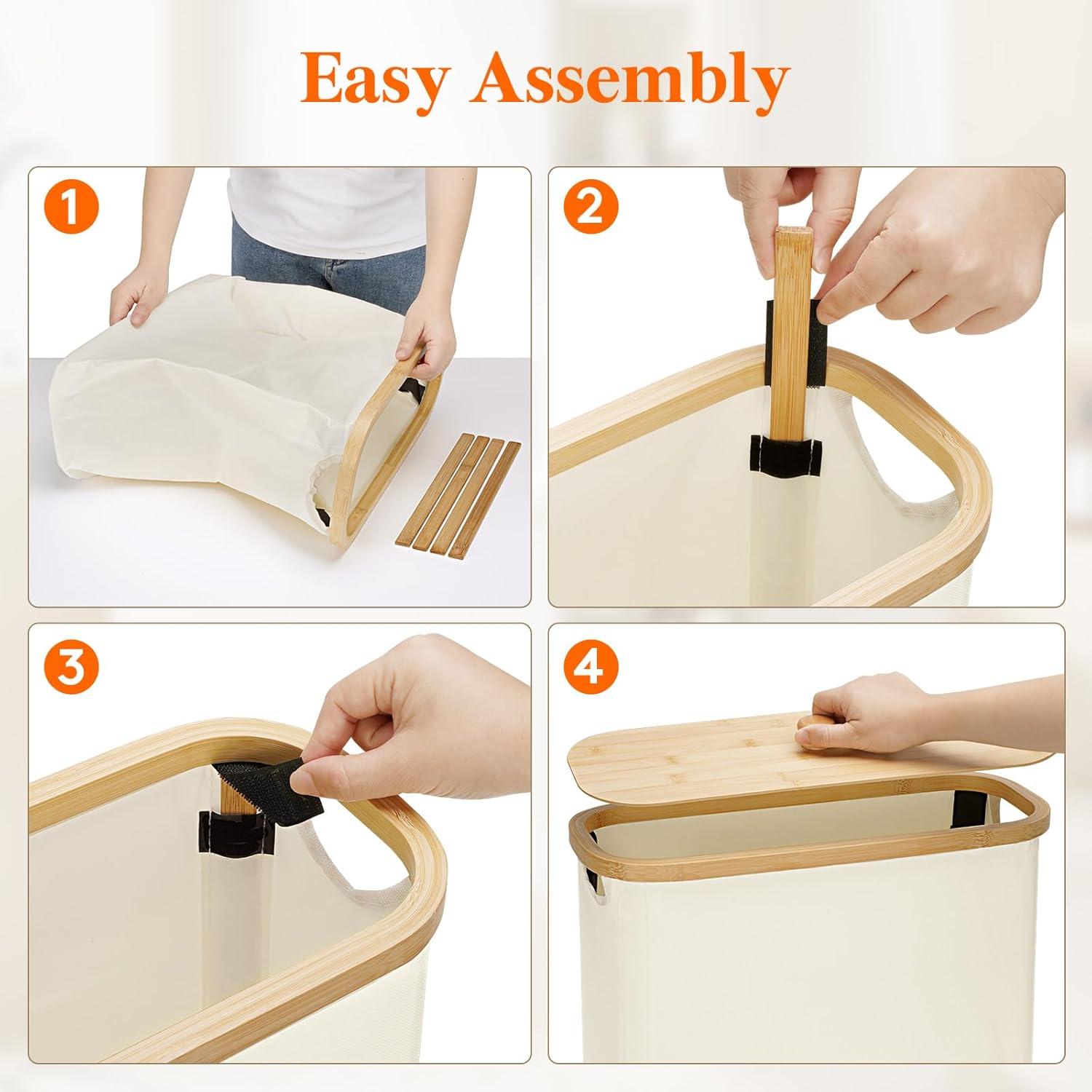image:imageLifewit Toilet Paper Storage Holder for 12 to 16 Rolls Free Standing Toilet Paper Basket Stand with Bamboo Lid Collapsible Fabric Bathroom Organizer Box for Mega Rolls 30L Extra Large WhiteWhite