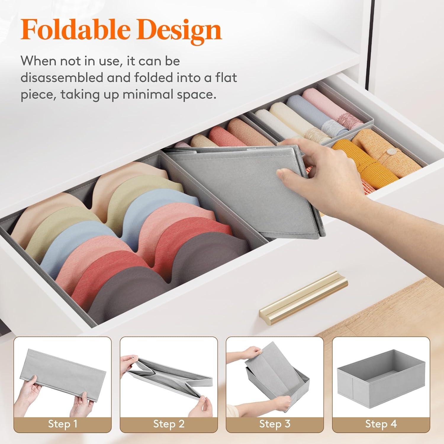 image:imageLifewit Underwear Drawer Organizer for Closet 12 Pack 3 Sizes Dresser Organizer Dividers Deep Fabric Foldable Drawer Storage Organizer Bins for Clothes Sock Bra Lingerie UndiesDove Gray