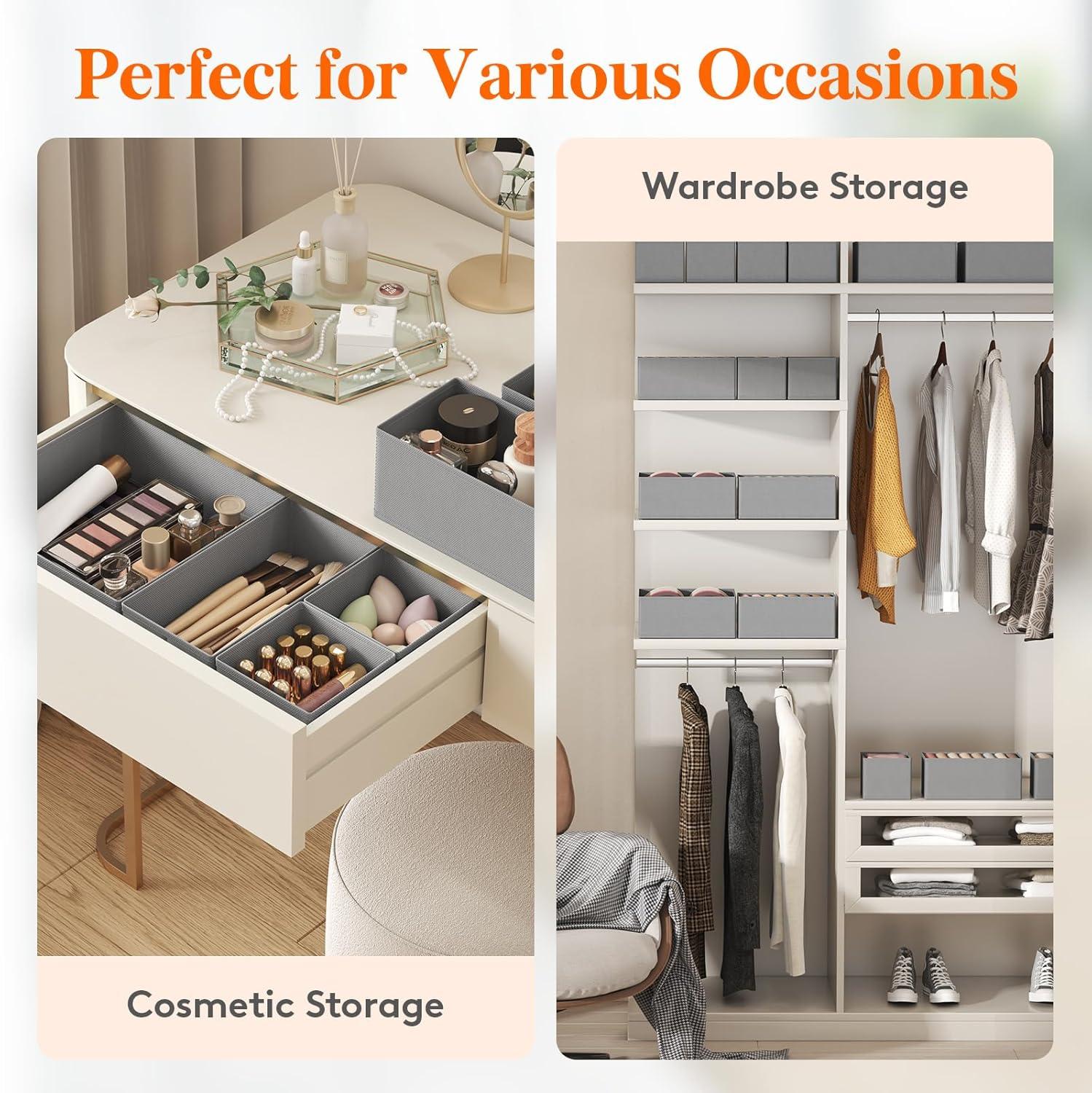 image:imageLifewit Underwear Drawer Organizer for Closet 12 Pack 3 Sizes Dresser Organizer Dividers Deep Fabric Foldable Drawer Storage Organizer Bins for Clothes Sock Bra Lingerie UndiesLight Gray