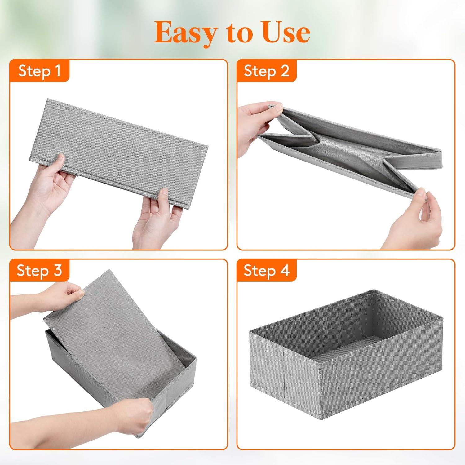 image:imageLifewit Underwear Drawer Organizer for Closet 12 Pack 3 Sizes Dresser Organizer Dividers Deep Fabric Foldable Drawer Storage Organizer Bins for Clothes Sock Bra Lingerie UndiesLight Gray