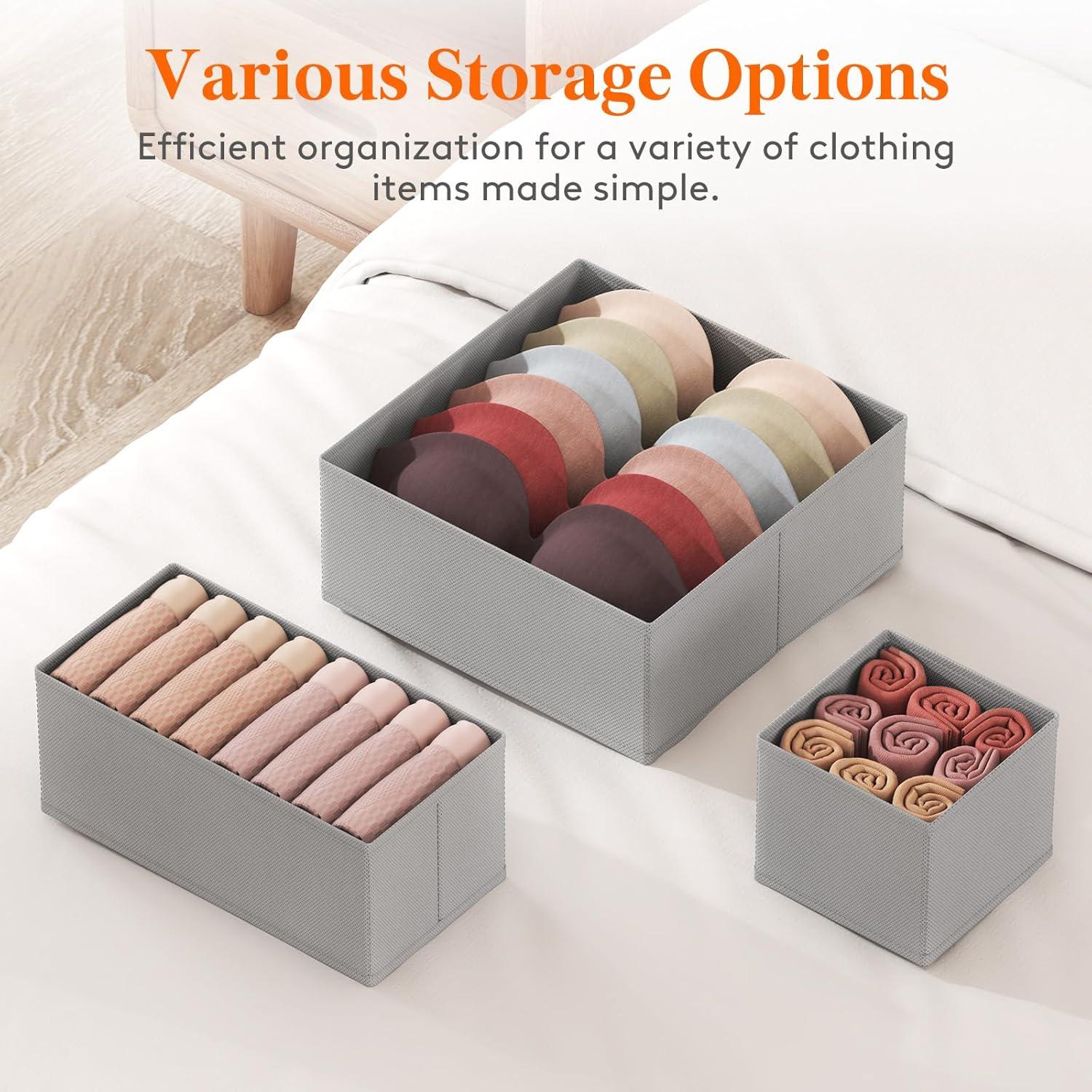 image:imageLifewit Underwear Drawer Organizer for Closet 12 Pack 3 Sizes Dresser Organizer Dividers Deep Fabric Foldable Drawer Storage Organizer Bins for Clothes Sock Bra Lingerie UndiesLight Gray