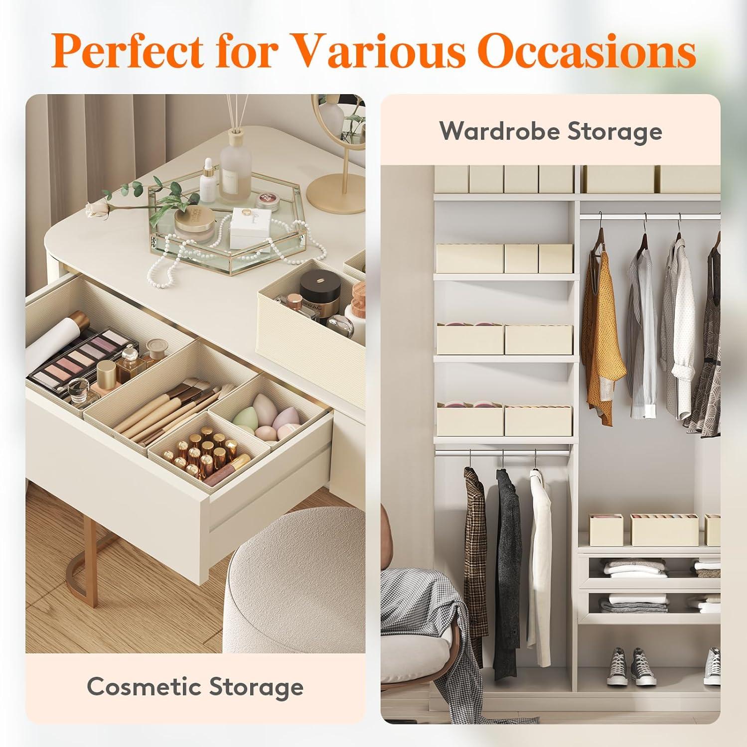 image:imageLifewit Underwear Drawer Organizer for Closet 12 Pack 3 Sizes Dresser Organizer Dividers Deep Fabric Foldable Drawer Storage Organizer Bins for Clothes Sock Bra Lingerie UndiesKhaki