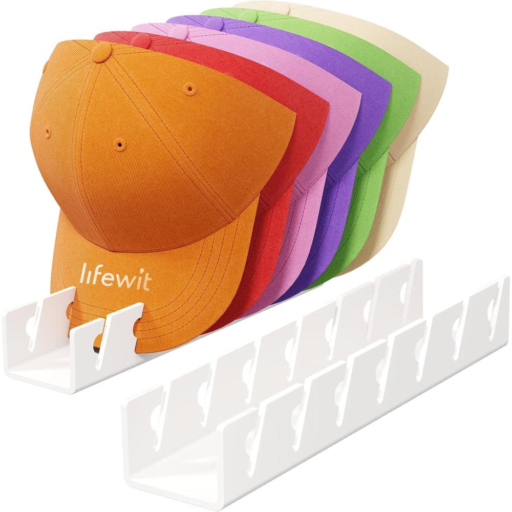 image:imageLifewit 3 Pack Hat Organizer for Baseball Caps Hat Storage Rack for 21 Ball Caps Hat Stand Shelf for Trucker Hat and Golf Cap in Closet Bedroom Dresser ClearWhite