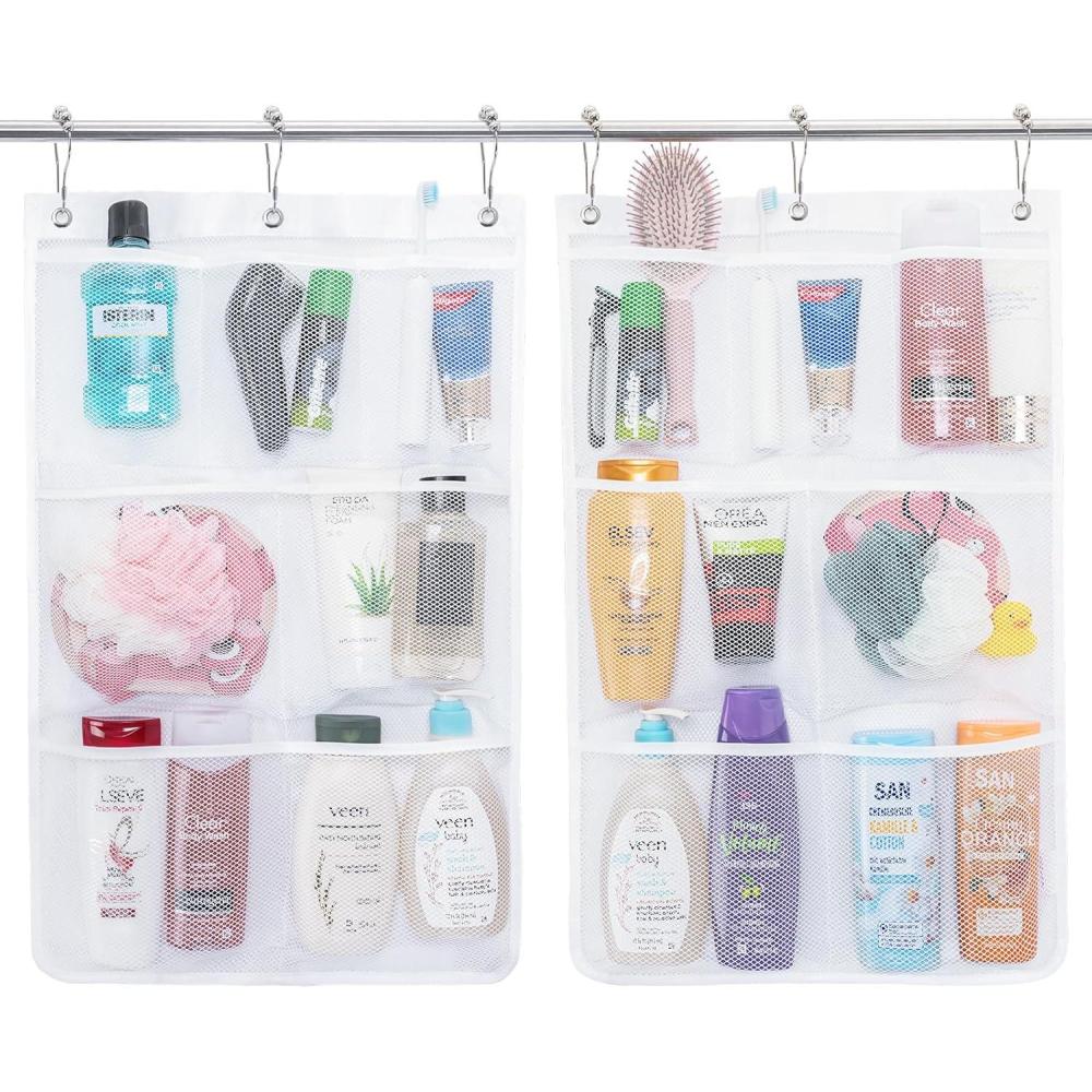 image:imageLifewit Mesh Shower Caddy 7 Pockets Hanging Shower Organizer with Quick Drying Mesh Portable Space Saving Bathroom Organizer to Hold Soap Shampoo and Cruise Ship Essentials White 2 Pack2