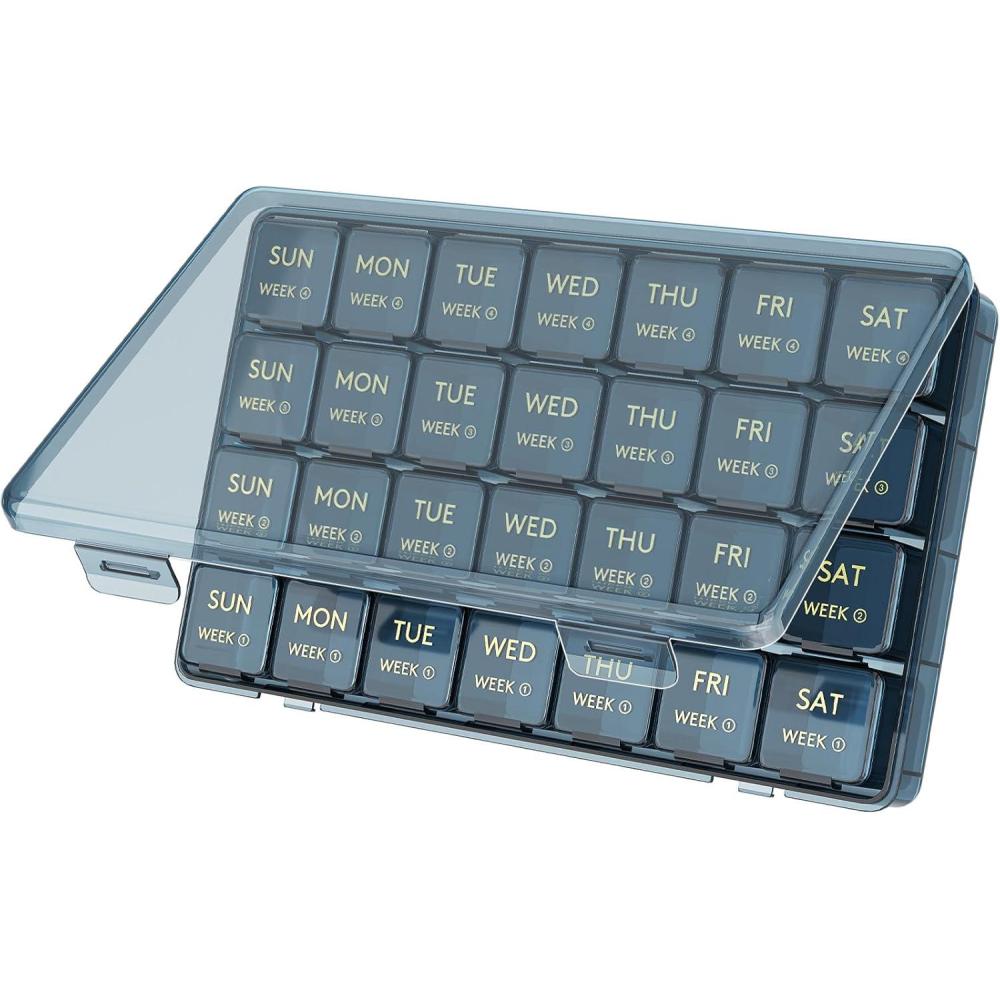 image:imageLifewit Monthly Pill Organizer 28 Day Pill Box 4 Weeks One Month Vitamin Cases Large Compartments Medicine Organizer for Fish Oils Supplements 28 Grids BlackBlue