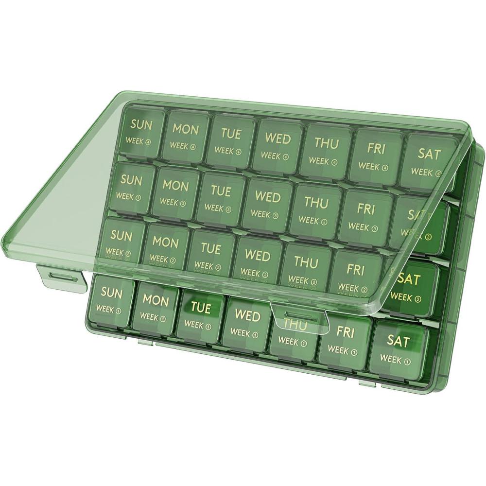 image:imageLifewit Monthly Pill Organizer 28 Day Pill Box 4 Weeks One Month Vitamin Cases Large Compartments Medicine Organizer for Fish Oils Supplements 28 Grids BlackGreen