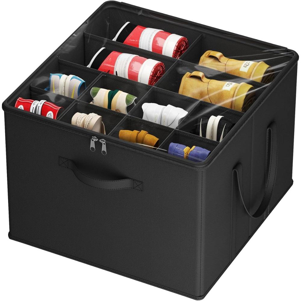 image:imageLifewit Shoe Storage Organizer for Closet Fabric Large Shoe Box Storage Containers with Clear Cover Foldable Bins for Boots Heels Sneakers Fits 2432 Pairs Each 1216 Pairs 2 Pack GrayBlack