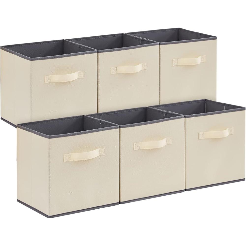 image:imageLifewit Storage Cubes Foldable Decorative Fabric Storage Baskets for Organizing Home Organizers with Handles for Shelves Closet 11 Inch Bins 18L Gray 12 PacksBeige