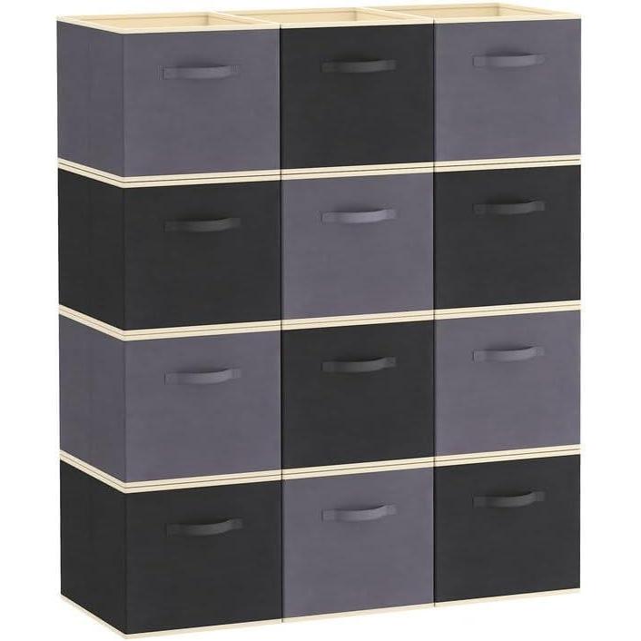 image:imageLifewit Storage Cubes Foldable Decorative Fabric Storage Baskets for Organizing Home Organizers with Handles for Shelves Closet 11 Inch Bins 18L Gray 12 PacksGrayBlack