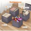 Lifewit 13 Inch Cube Storage Bins, Foldable Decorative Fabric Storage Baskets for Organizing Home Organizers with Metal Handles for Shelves, Closet, 36L Gray, 6 Packs(Gray)