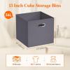 Lifewit 13 Inch Cube Storage Bins, Foldable Decorative Fabric Storage Baskets for Organizing Home Organizers with Metal Handles for Shelves, Closet, 36L Gray, 6 Packs(Gray)