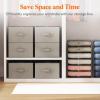 Lifewit 3 Pack Clothes Organizer, 6 Grids Closet Jean Storage Bins with Handles and Support Boards, Foldable Drawer Organizer for Sweater, Pants, T-shirt, Dress, Grey, Size 16.5”x10.6”x7.1”(3)