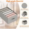 Lifewit 3 Pack Clothes Organizer, 6 Grids Closet Jean Storage Bins with Handles and Support Boards, Foldable Drawer Organizer for Sweater, Pants, T-shirt, Dress, Grey, Size 16.5”x10.6”x7.1”(3)