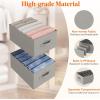 Lifewit 3 Pack Clothes Organizer, 6 Grids Closet Jean Storage Bins with Handles and Support Boards, Foldable Drawer Organizer for Sweater, Pants, T-shirt, Dress, Grey, Size 16.5”x10.6”x7.1”(6)