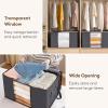 Lifewit 6 Pack Clothes Storage Bag, Foldable Storage Bin Closet Organizer with Reinforced Handle, Sturdy Fabric Blanket Storage with Clear Window, Storage Containers for Clothing, Bedding, Gray(21)